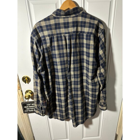 LL Bean Mens Shirt XL Tall Blue Plaid Button Down 100% Cotton - Picture 3 of 5